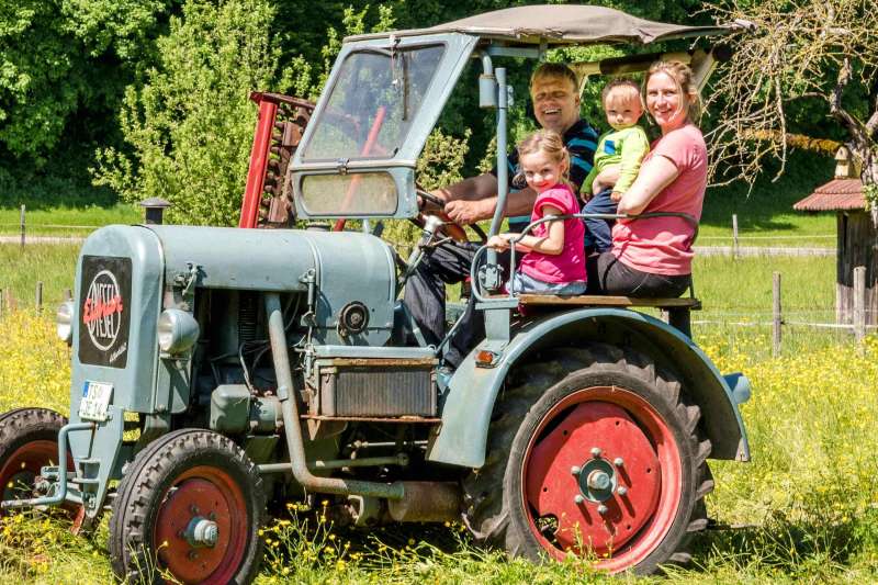 Bauernhof, Urlaub, Traktor, Kinder, Familie